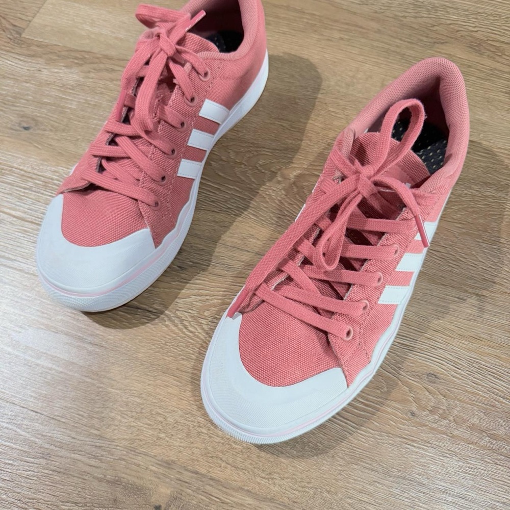 Adidas Pink and White Sneakers Classic Design